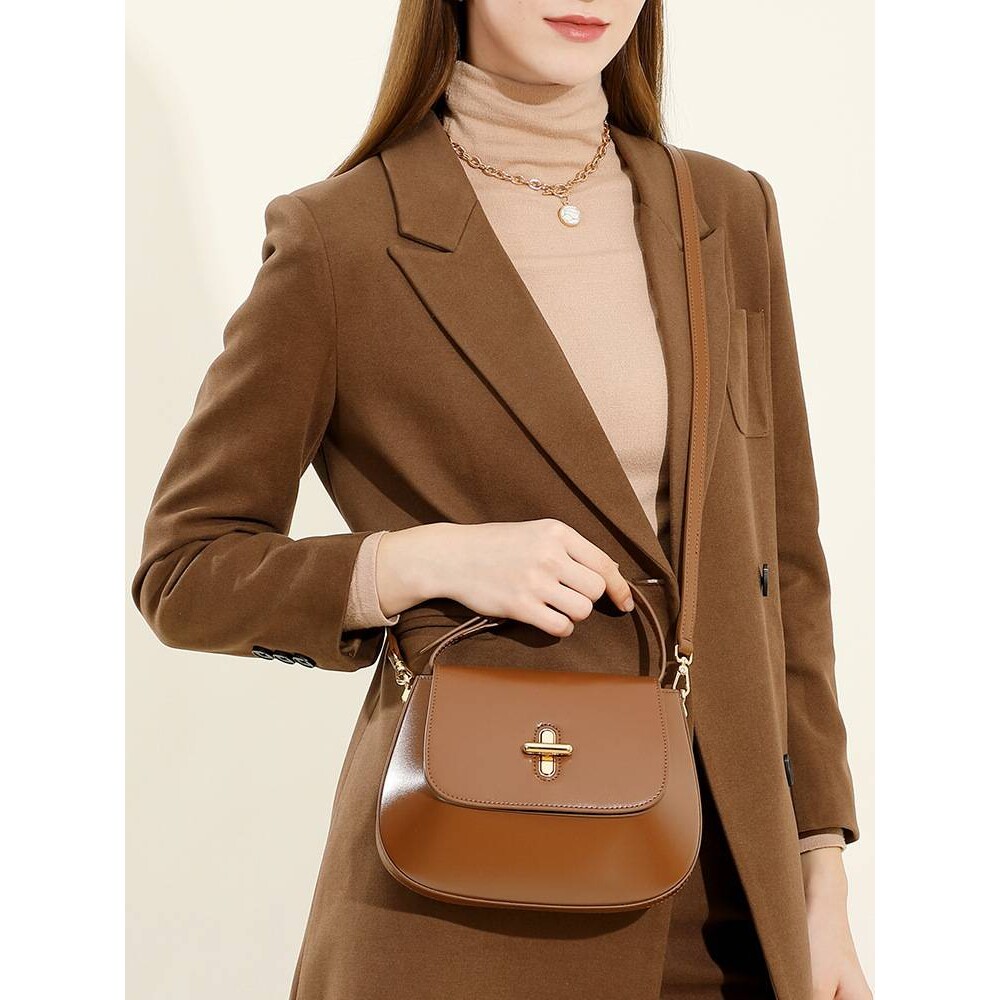 官方正品韩系风女式真皮2025新款斜挎包包轻奢小众高级感胶囊栗子