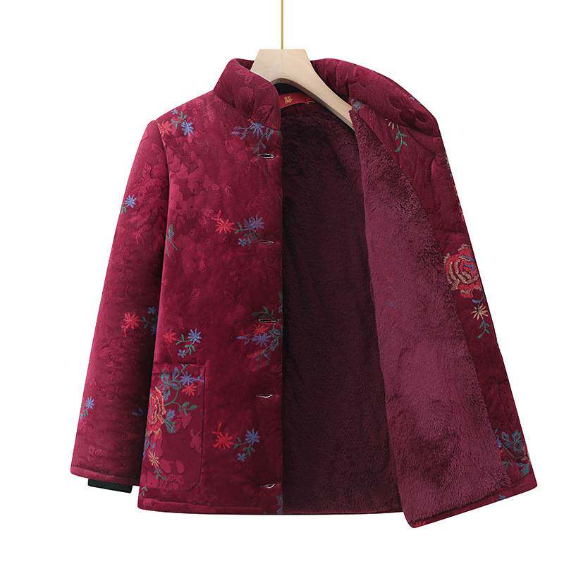 官方正品奶奶装棉衣中老年人冬装女加绒加厚棉袄老人衣服太太妈妈