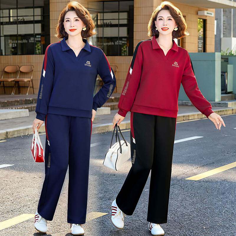 官方正品妈妈装休闲运动服卫衣套装女春秋2026秋季新款两件套时尚