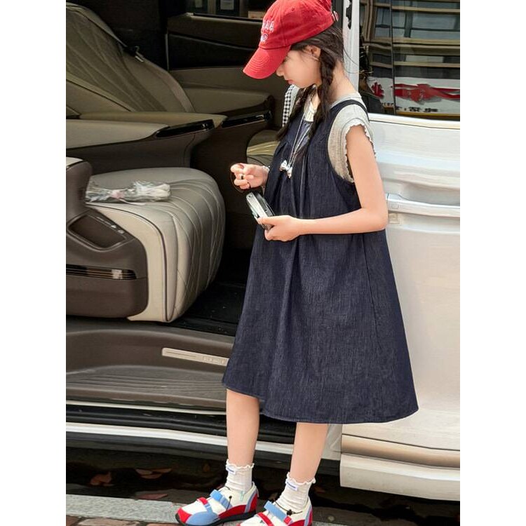 官方正品女童连衣裙夏2026新款女大童洋气牛仔背心裙女孩夏装背带