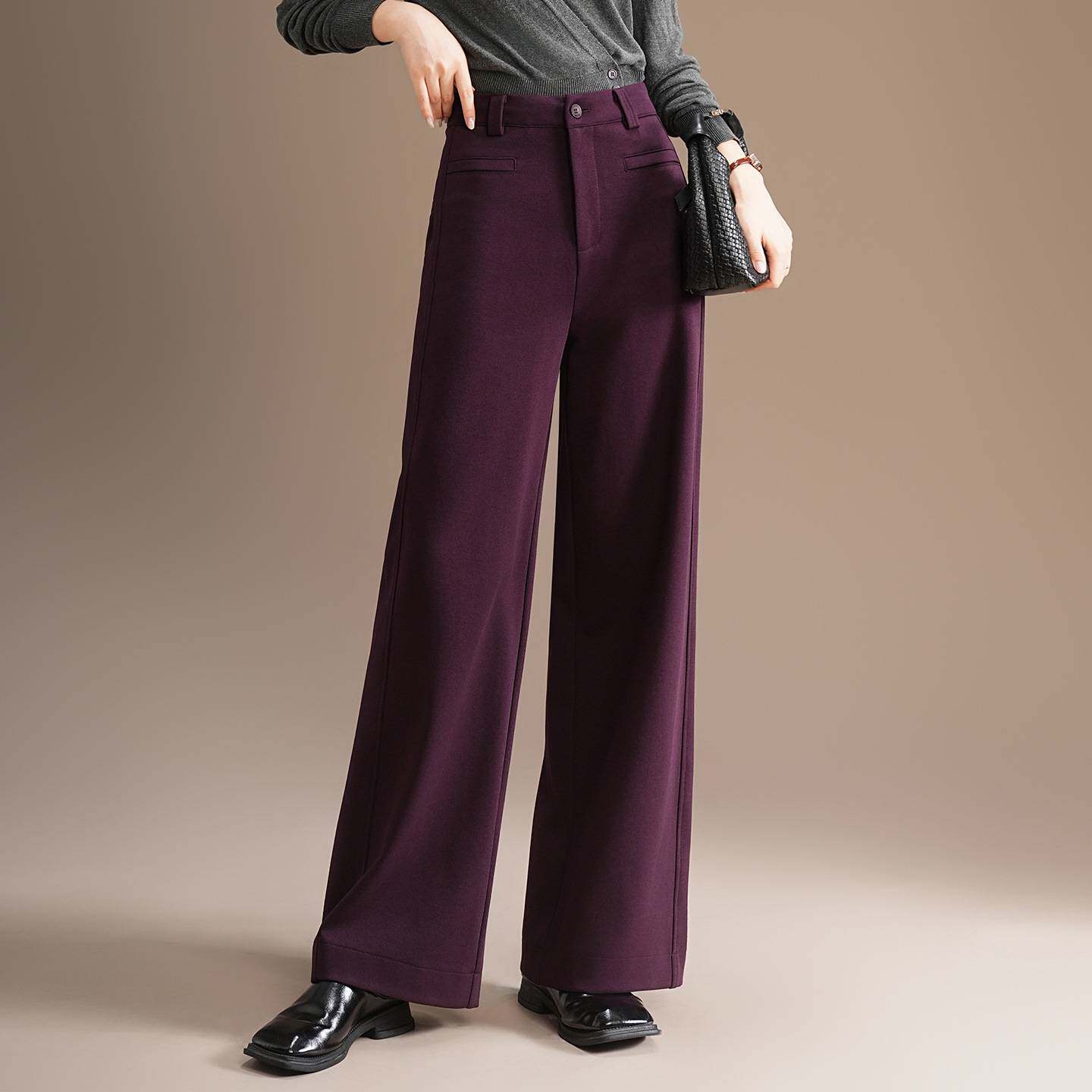 官方正品2026新款春季女士裤子宽松显瘦垂感西装窄版阔腿长裤直筒