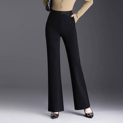 官方正品喇叭裤女2025新款春秋高腰显瘦弹力女士裤子大码直筒微喇