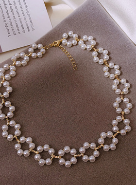网红珍珠锁骨链女款潮颈饰