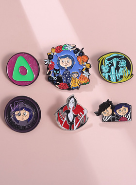 欧美影视周边卡通人偶造型徽章恐怖惊悚黑色钥匙扣项链合金胸针