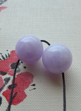 天然A货翡翠珠宝玉石浓艳紫色粉紫罗兰路路通15mm圆珠鼓珠转运珠