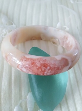 高冰奶油粉雪花樱花玛瑙手镯55+