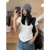 显身材小版 炒鸡显瘦纯棉垫肩修身 T0223长50胸76 直角肩T