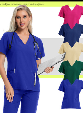 【五色现货现发】护士服spa美容院医护人员短袖款工作服套装