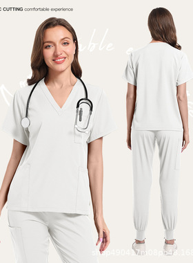 速卖通洗手衣宠物医院手术服男女同款短袖薄款医用工作服套装