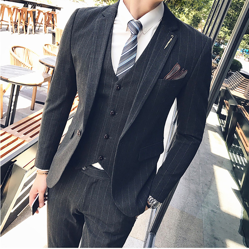 STRIPED SUIT MENS SUIT WEDDING GROOM DRESS SLIM AND HANDSOME KOREAN VERSION OF THE SUIT TRENDY CASUAL BRITISH STYLE