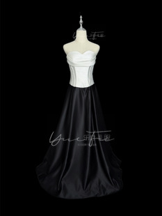 梦｜乐府礼服25年黑白两穿小众抹胸赫本风艺考声乐美声成人礼服