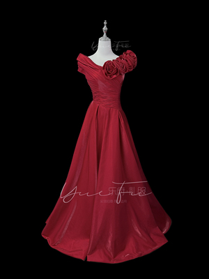 玫瑰人生｜乐府礼服25年红色缎面两穿裙声乐独唱比赛艺考美声礼服