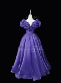 紫藤花｜乐府礼服25年焕彩紫带袖 重工艺考美声独唱演出礼服