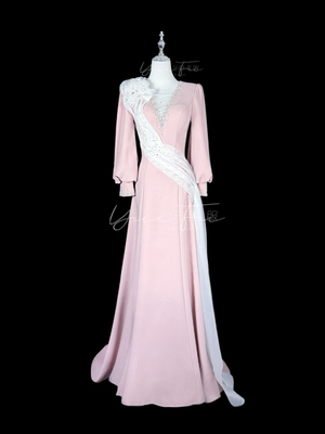 問雲兒｜乐府礼服25年粉色长袖音乐会长裙声乐民乐艺考民族款礼服
