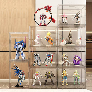 模型收纳盒亚克力展示柜乐高手办高达模型柜盲盒透明展示架防尘罩