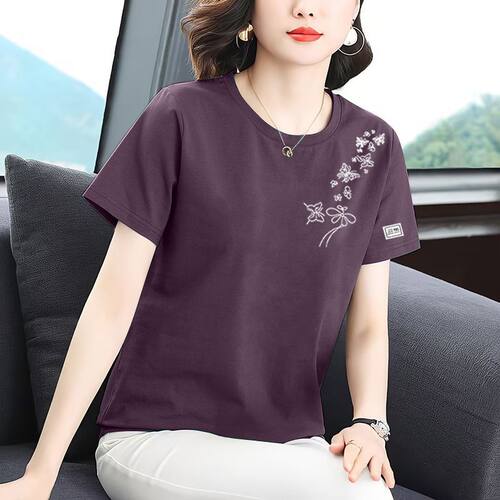 夏季新款短袖女t恤大码宽松胖mm显瘦遮肉气质上衣女