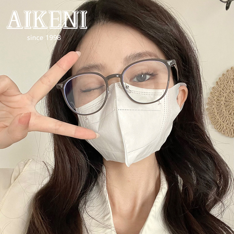 冷茶色高级感近视眼镜女可配度数镜片大框圆脸装饰素颜眼睛显脸小