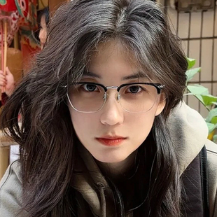 御姐斯文黑色半框眼镜近视女度数可配高级感素颜神器方圆脸显瘦男