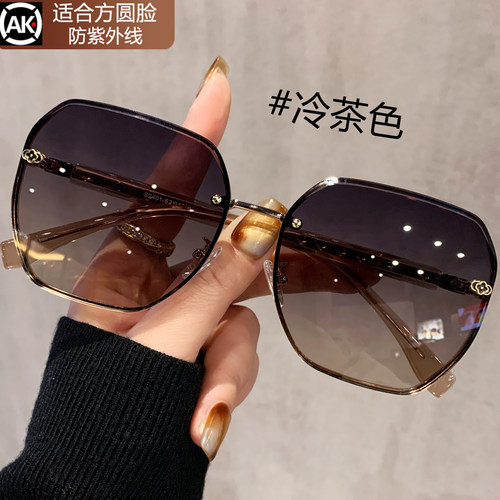 无框墨镜女高级感大脸可配带度数