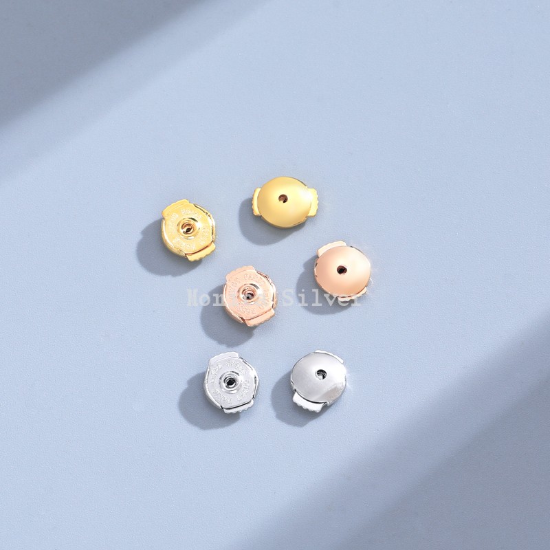 纯银飞碟耳堵18K金飞盘耳钉卡扣耳环锁扣防丢防掉固定耳塞耳帽女