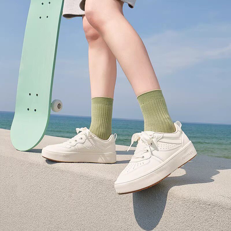 Pansy盼喜厚底板鞋女休闲风低帮女鞋休闲轻便舒适透气小白鞋