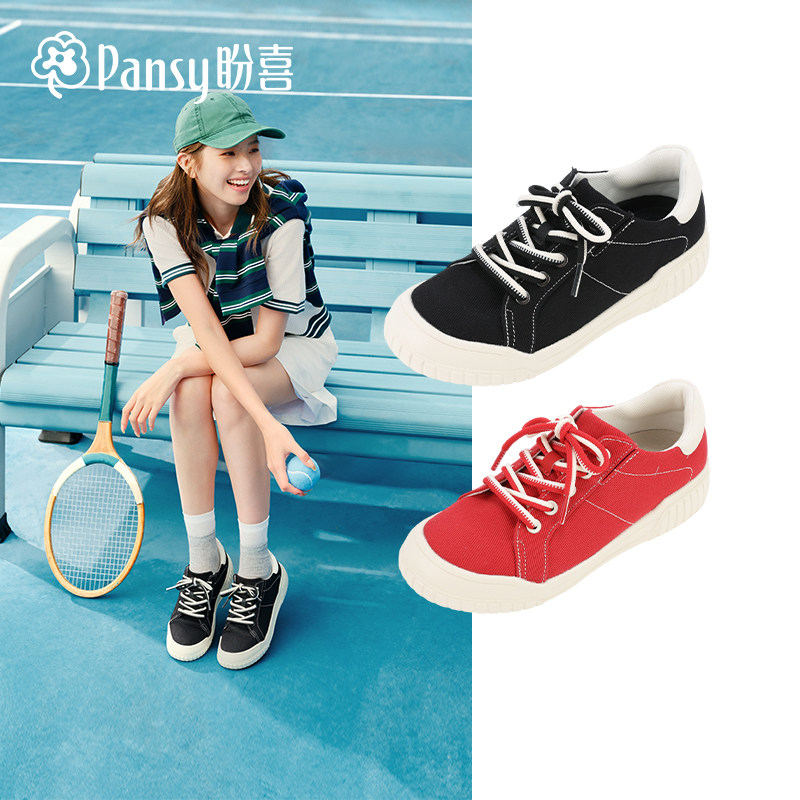 Pansy2025年秋季新款日本女鞋超轻舒适帆布易穿脱休闲鞋