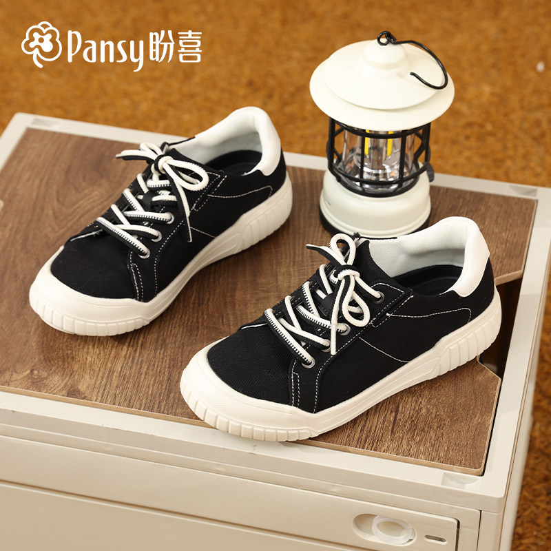 Pansy2025年秋季新款日本女鞋超轻舒适帆布易穿脱休闲鞋
