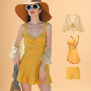 2026分体泳衣女裙式性感吊带小胸大胸带钢托聚拢遮肚显瘦海边沙滩