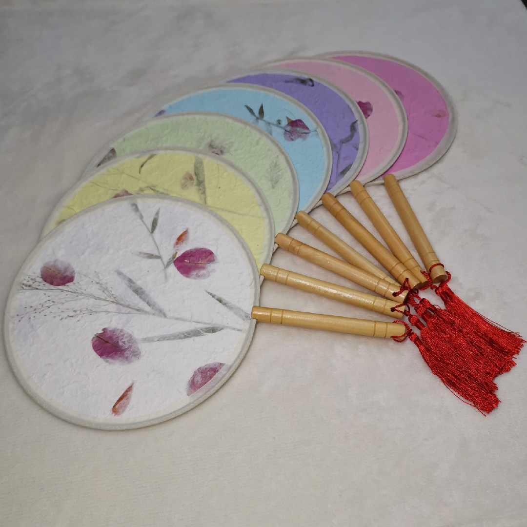 手工花草纸节日闺蜜包邮古风团扇