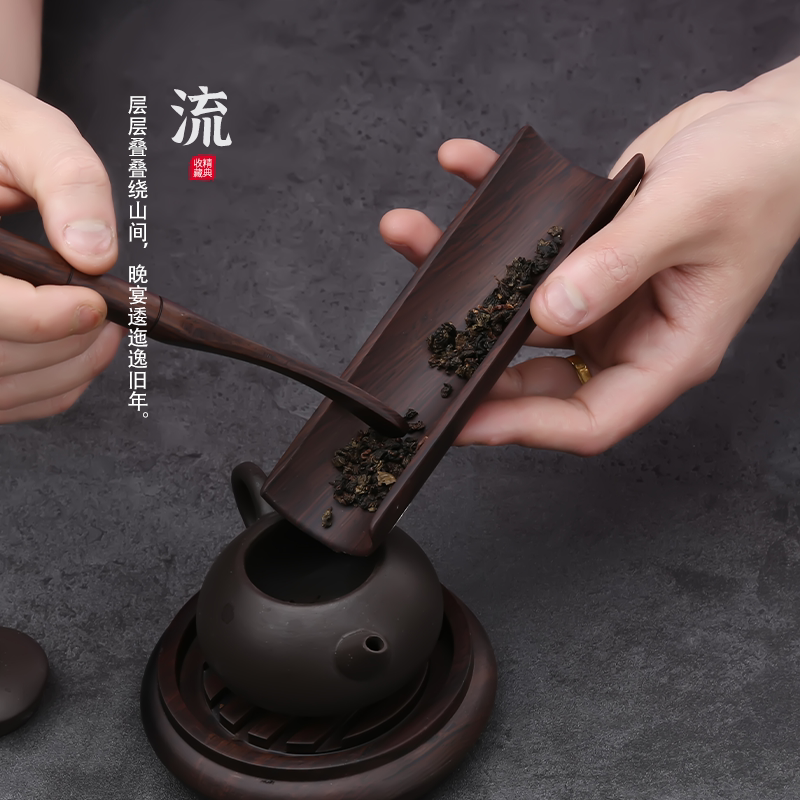 茶则三件套纯手工天然黑檀木无漆茶则茶匙两件套茶勺茶夹茶拨茶具