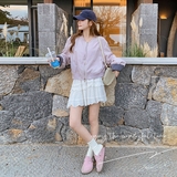 超好看格子拼接皮衣外套女2025春季新款韩系chic休闲小个子短夹克，女装短外套，象礼