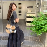 盐甜系夏日ootd穿搭套装女2025新款休闲短袖T恤波点半身裙两件套，女装套装/套裙，浙宝131