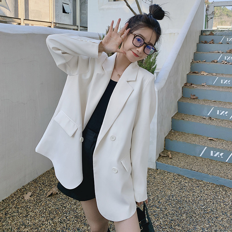 今年流行韩版白色西装外套女早春秋2025新款高级感休闲宽松小西服,女装西装,浙宝131