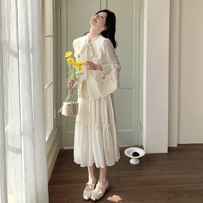 法式气质连衣裙女春秋2025新款高级感绝美漂亮一整套马甲裙子穿搭,女装套装/套裙,浙宝131