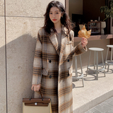 现货中长款格子毛呢外套131-5096P175K258，女装毛呢外套，象礼
