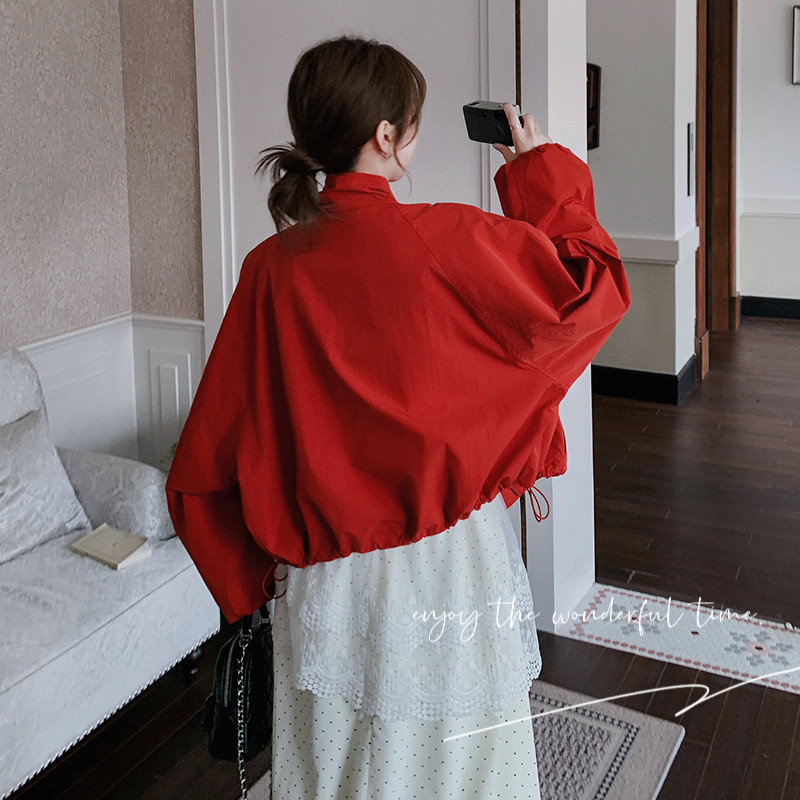 韩系立领冲锋衣外套女2025春季休闲宽松小个子短款棒球服夹克上衣,女装短外套,浙宝131