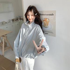 韩系蓝色立领2025超火减龄外套女春季新款高级感别致休闲夹克上衣图片