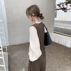 法式复古假两件连衣裙女2024年秋季新款高级感气质名媛显瘦茶歇裙图片