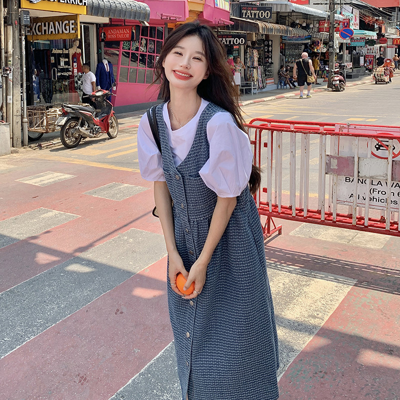 【现货】2025春夏季两件套牛仔连衣裙131-5932套装P145K198,女装连衣裙,浙宝131