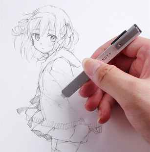 日本进口seed金属笔式按动橡皮细节擦拭可换替芯可伸缩护套橡皮擦轻巧书写美术绘画笔形高光橡皮擦 少屑洁净