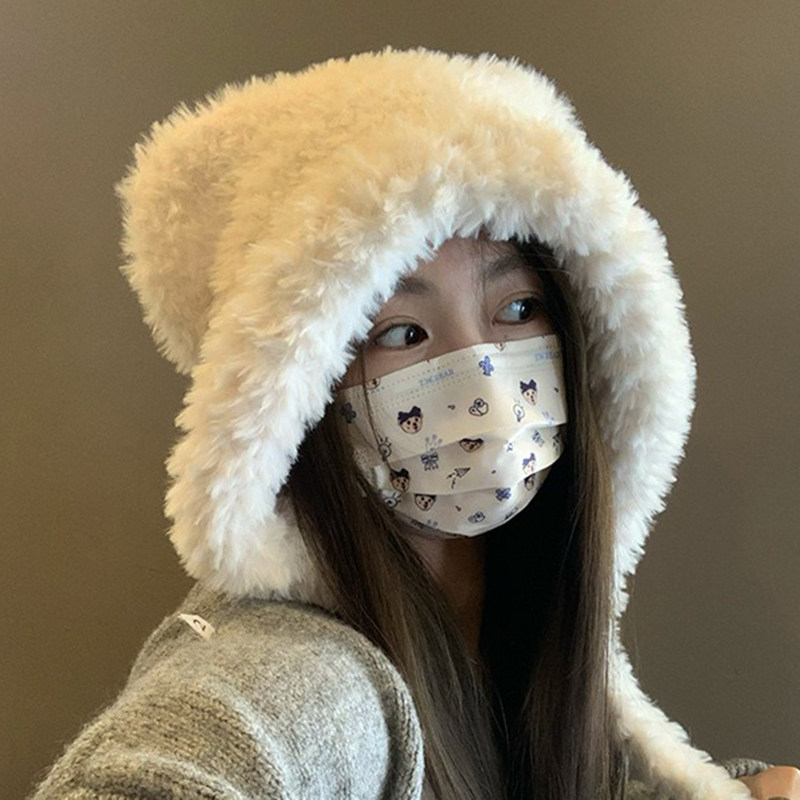 小熊帽子女冬季毛绒可爱保暖护耳雷锋帽韩版百搭网红ins毛线帽潮