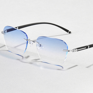 领际舒适无框防蓝光眼镜平光护目镜可配近视度数变色时尚男女同款