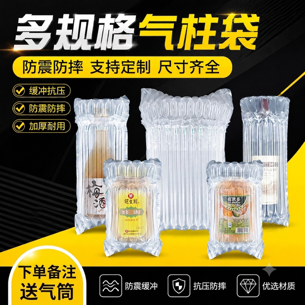 多规格Q型气柱袋快递包装气囊袋防震防摔气泡袋缓冲充气气泡柱