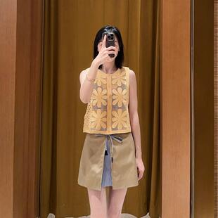 2025春夏新款女装法式波嬉风镂空花朵针织马甲SFPCA01238