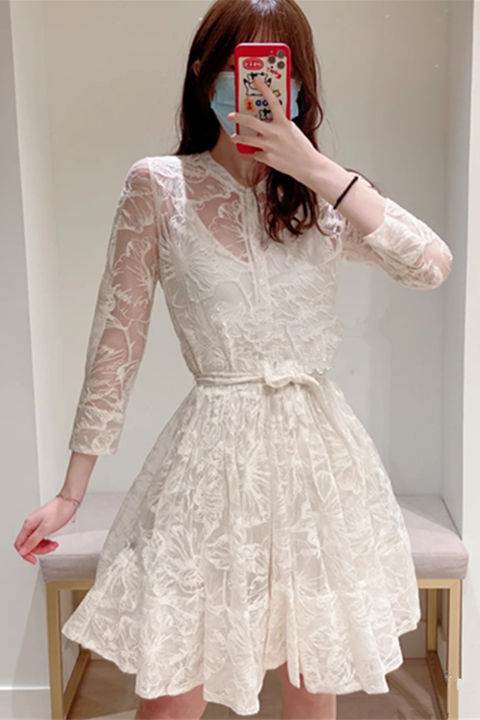连衣裙 21 甜美蕾丝腰带钩花短裙MFPRO01762