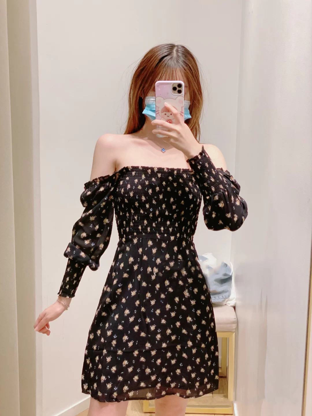 20连衣裙碎花印花裹胸方领短裙女MFPRO01485