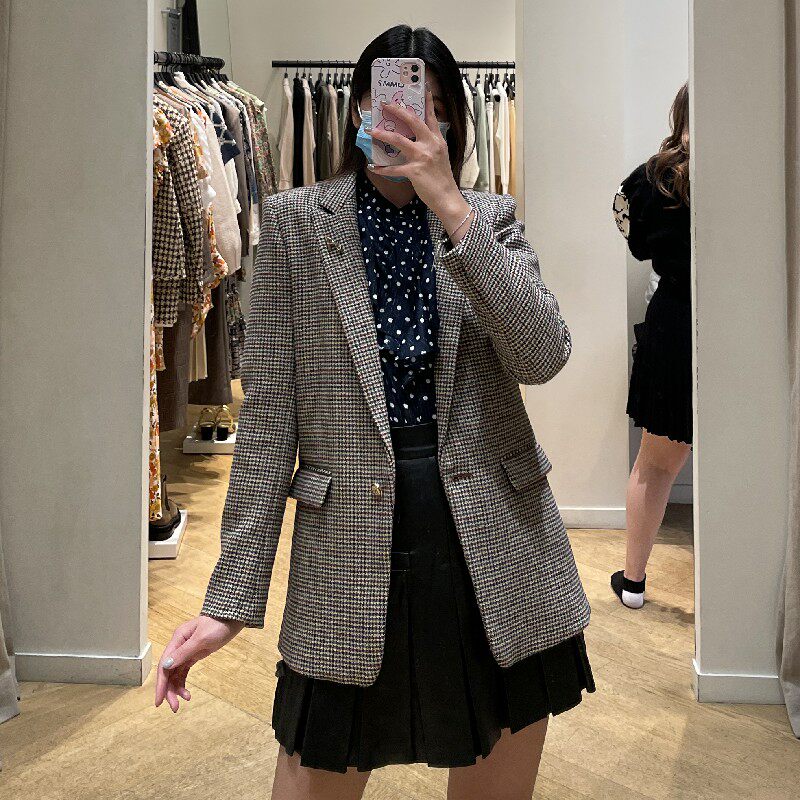 sandro秋冬新款复古羊毛女西装