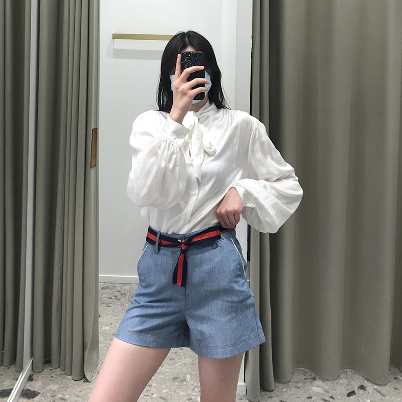 牛仔短裤 2021简约百搭腰带直筒休闲裤女MFPSH00246