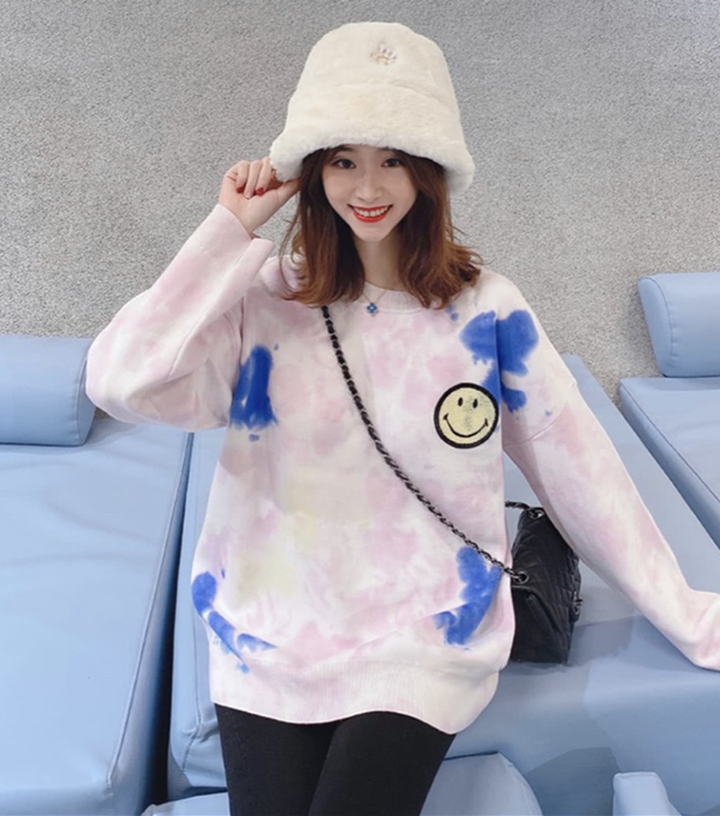 可爱笑脸印花毛衣针织衫