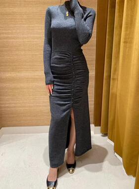 2022法式优雅长款开衩针织连衣裙女SFPRO02583